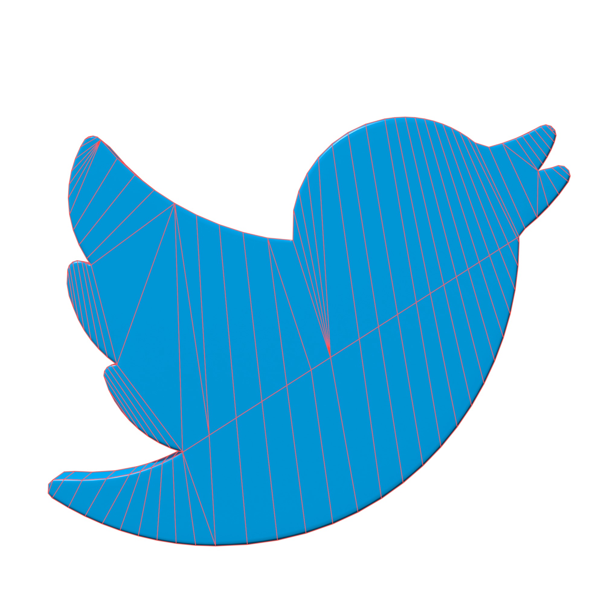 Twitter bird symbol Low-poly 3D model_6