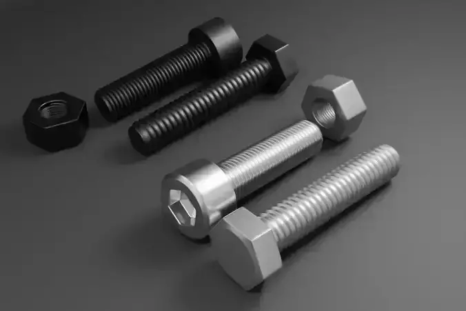 Low Poly Nuts on Bolts  3D model