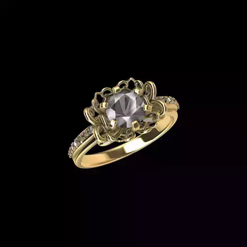 Engagement Ring Floral Diamond