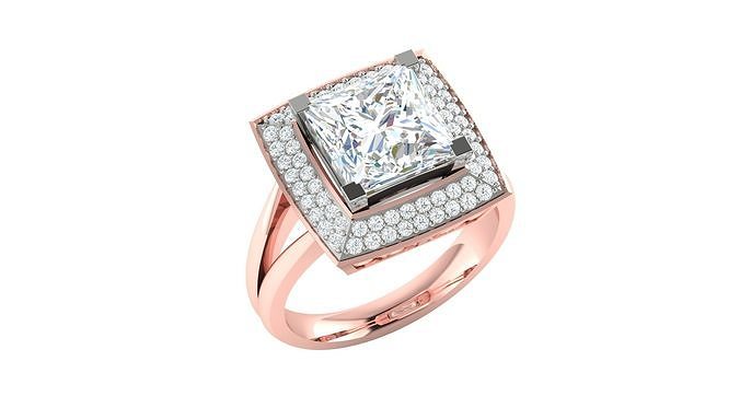 Rose gold -Diamond Ring-  3DM AND STL File  - DC LR-0833 3D print model