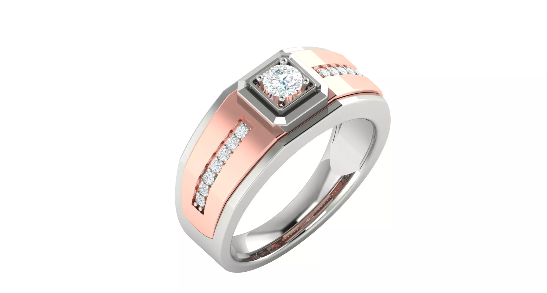 Rose gold -Diamond Ring- 3DM AND STL File - DC LR-0840 3D print model