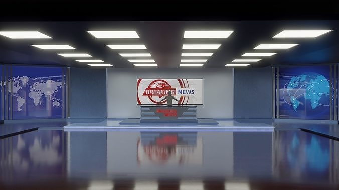 Virtual TV News Studio 3D model