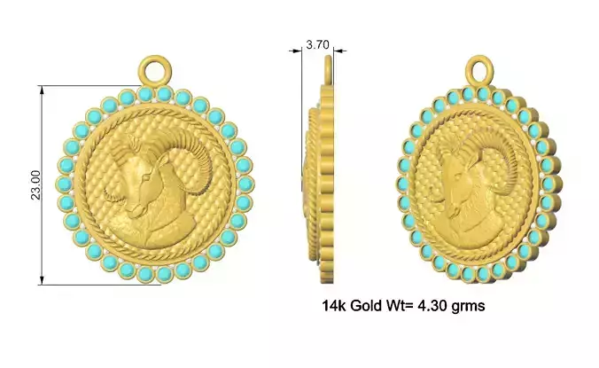 Aries Zodiac Pendant Design 