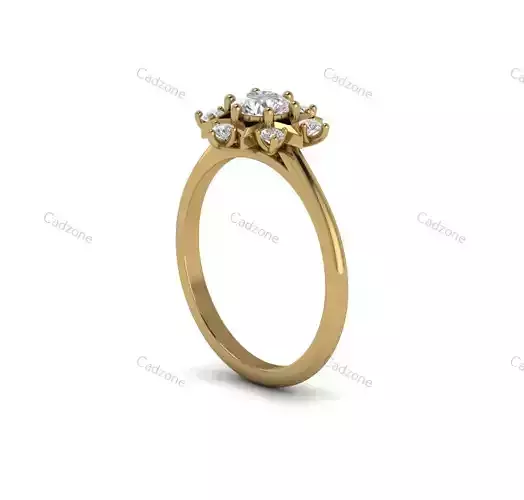 Vintage Floral Diamond Halo-3D Model