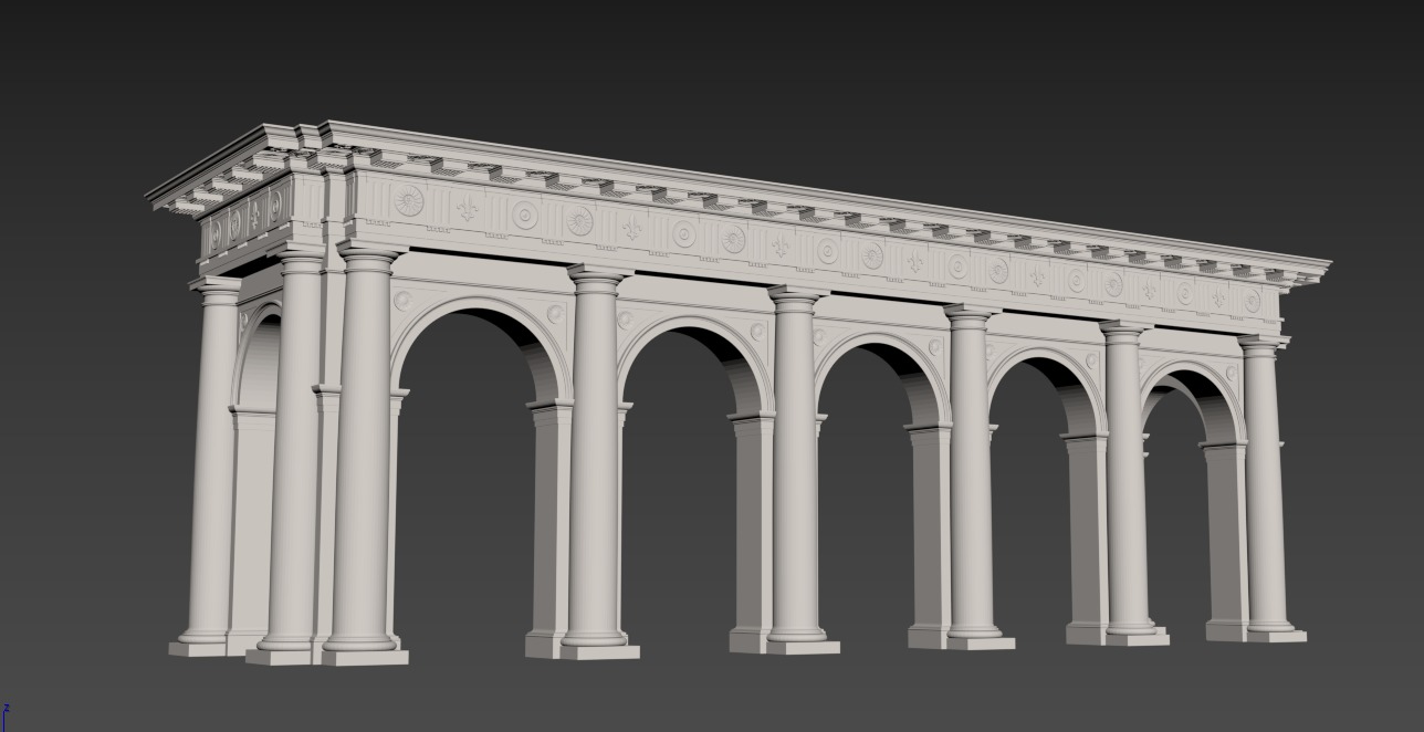 Arch Doric Mutulary column on Vignola 3D model_9