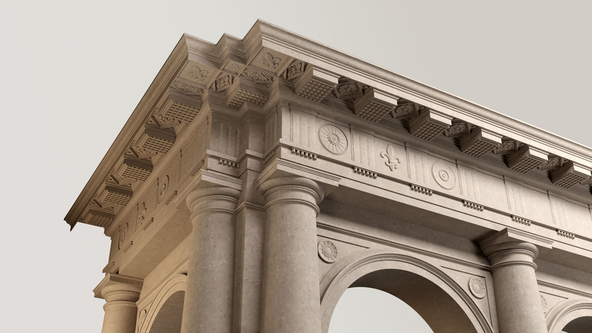 Arch Doric Mutulary column on Vignola 3D model_2