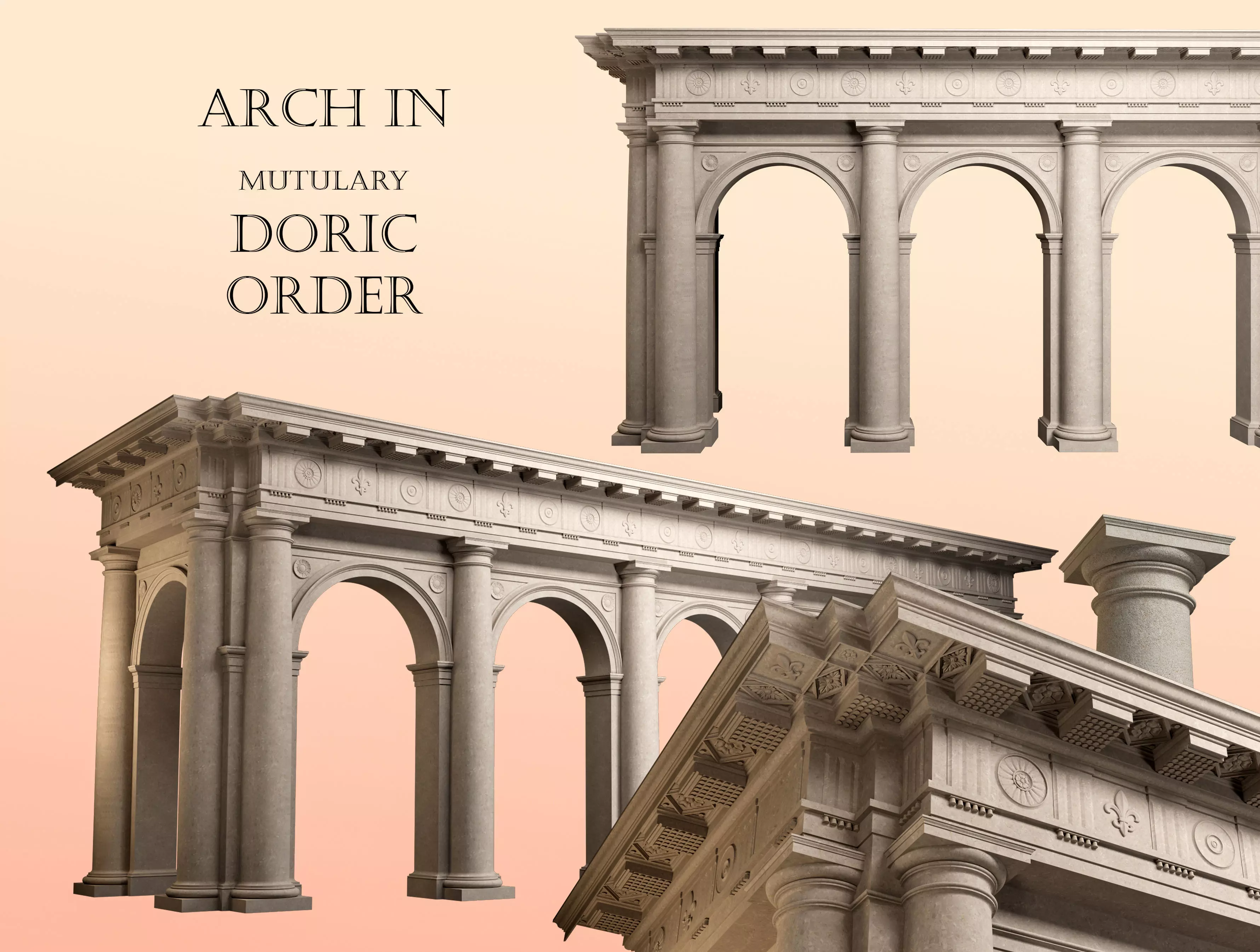 Arch Doric Mutulary column on Vignola 3D model_0