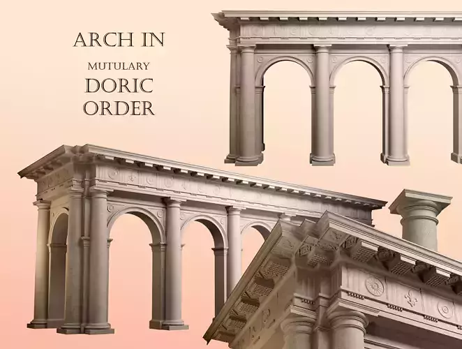 Arch Doric Mutulary column  on Vignola 3D model