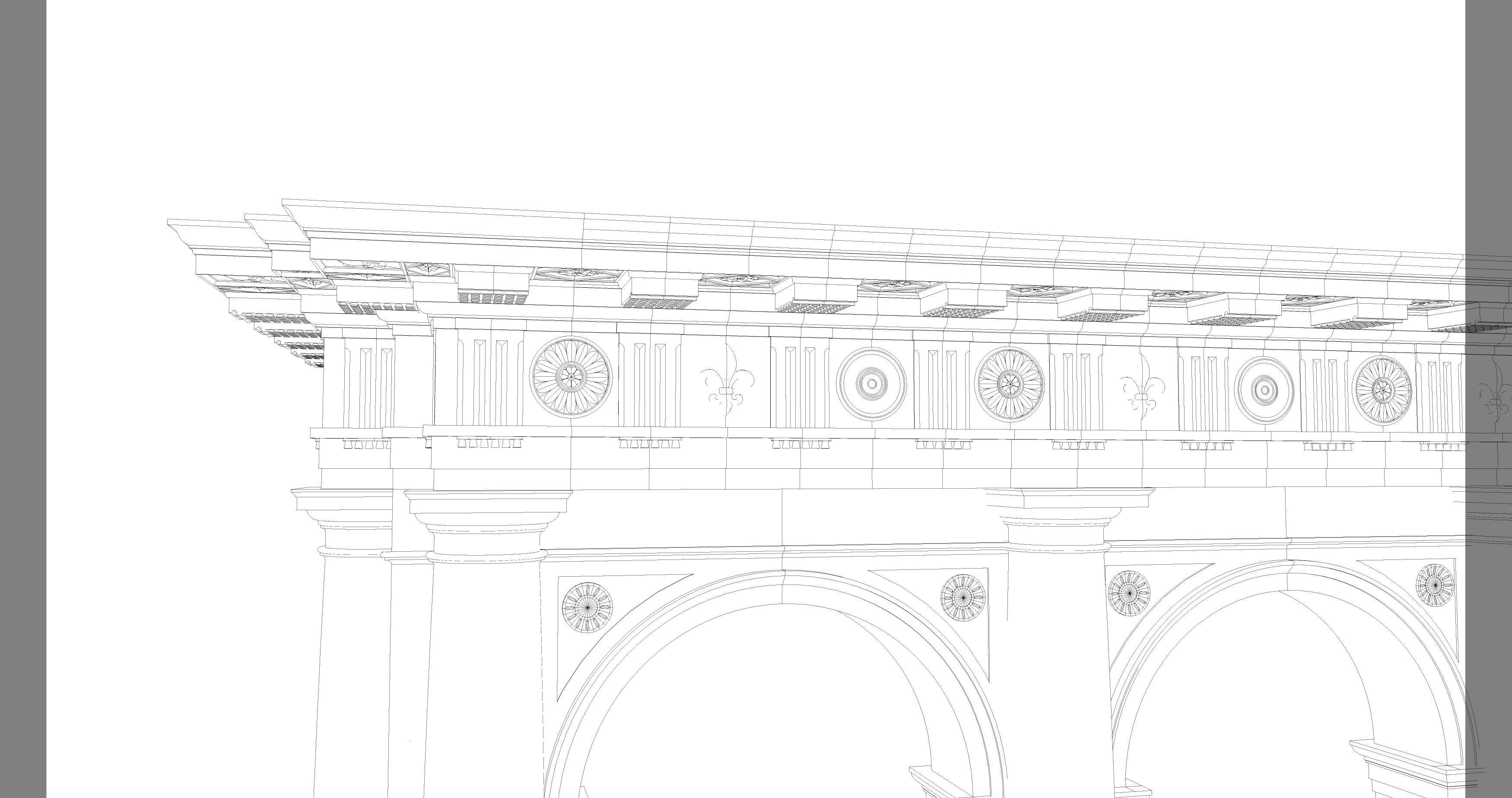 Arch Doric Mutulary column on Vignola 3D model_8