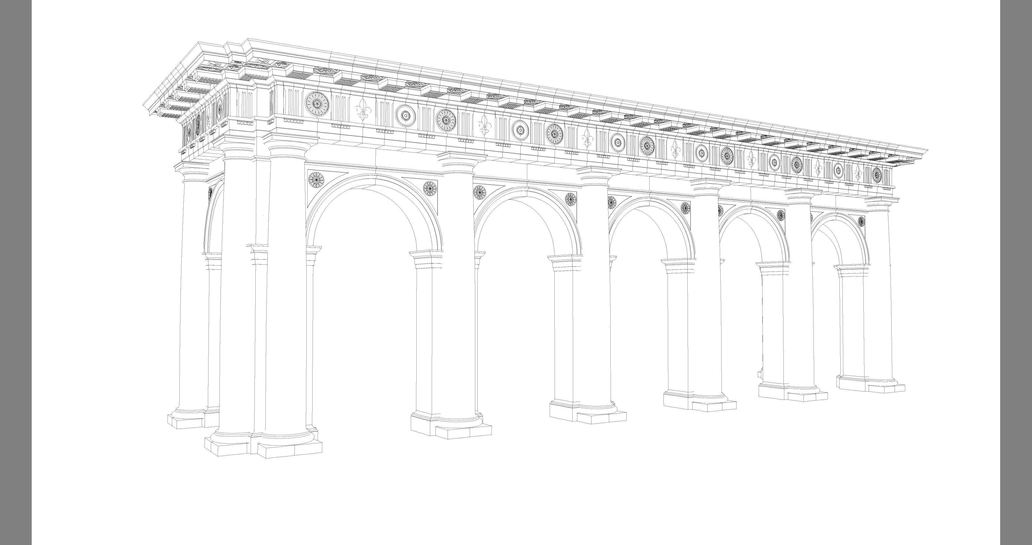 Arch Doric Mutulary column on Vignola 3D model_7