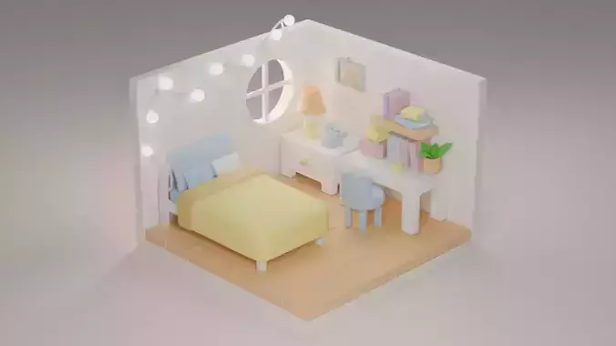 Cozy room - blender Low-poly 3D model