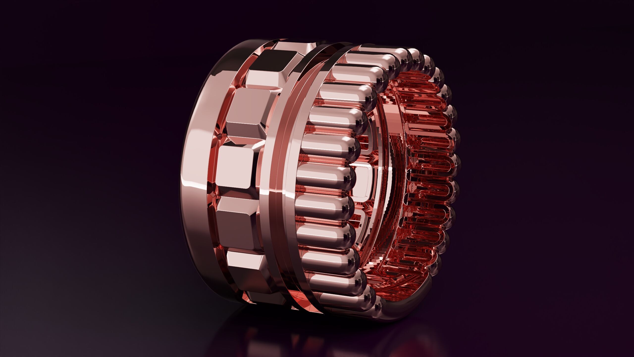 bead and cube ring N04 3D print model_2