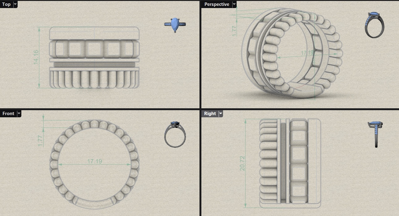 bead and cube ring N04 3D print model_9