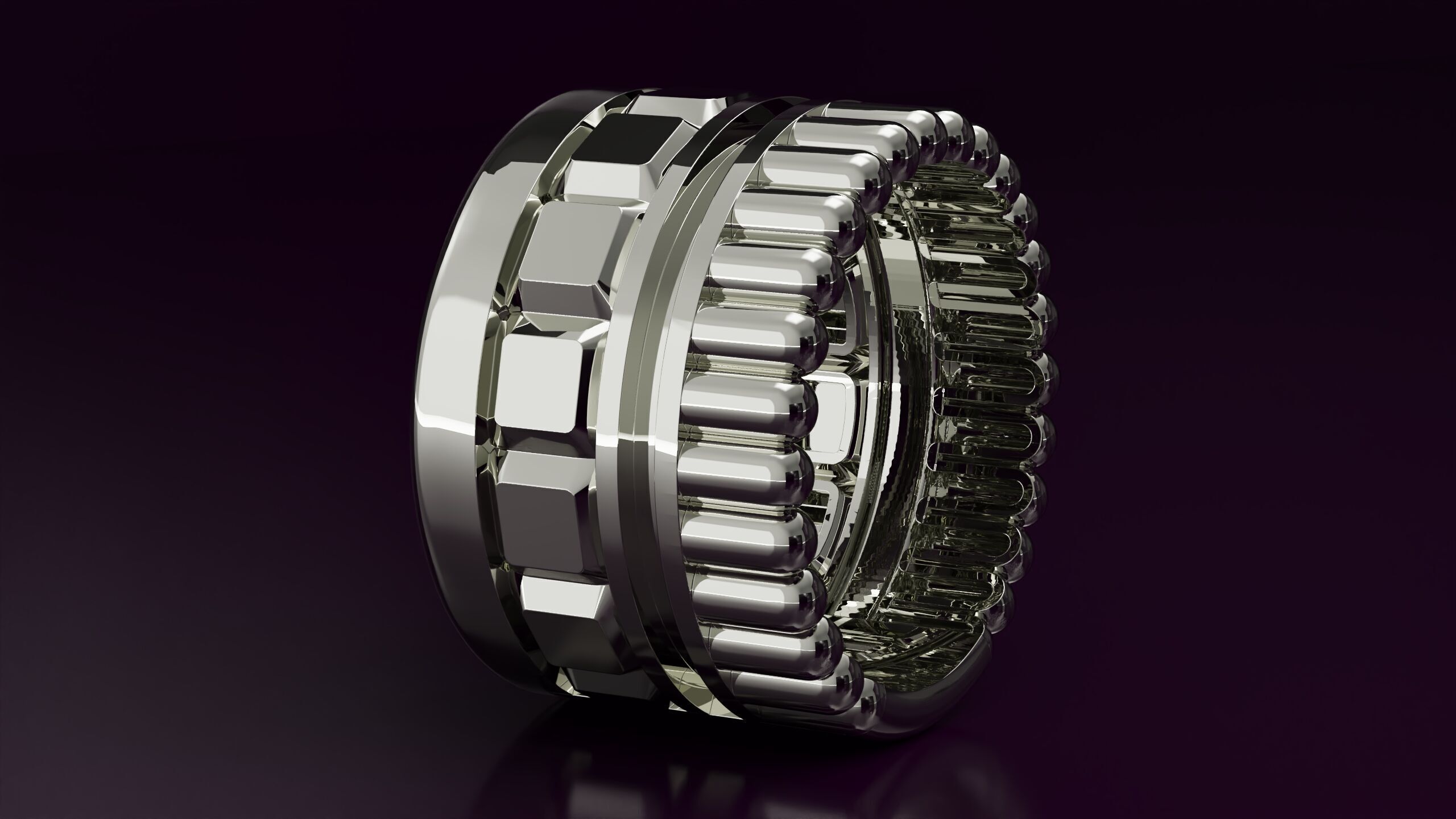 bead and cube ring N04 3D print model_1