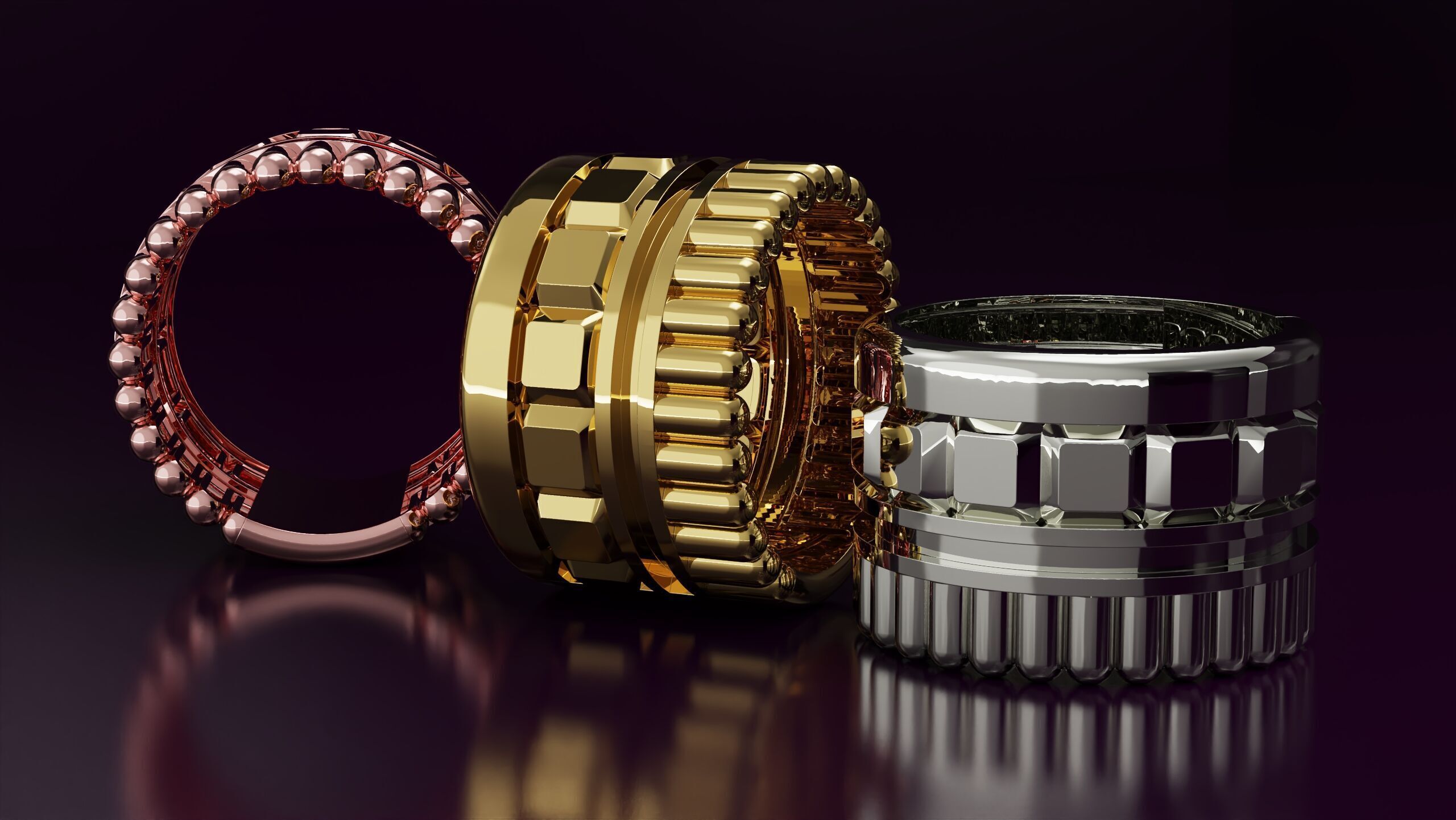 bead and cube ring N04 3D print model_3