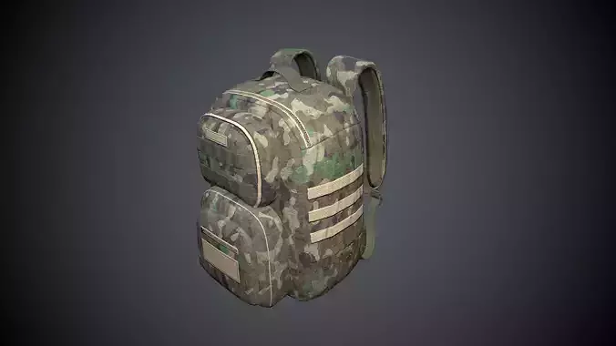 Game-Ready Low Poly Army Bag with High-Quality PBR Textures