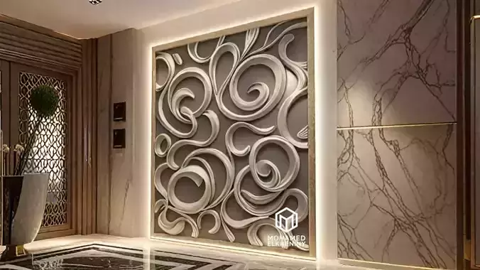 modern panel wall decor set wall relief mural CNC 130 3D model