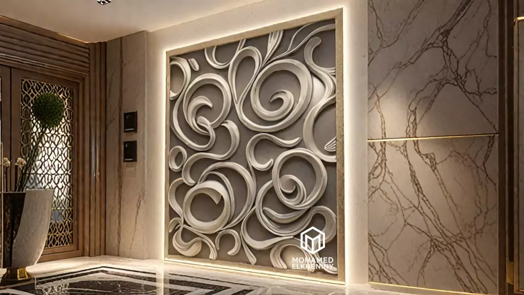 modern panel wall decor set wall relief mural CNC 130 3D model