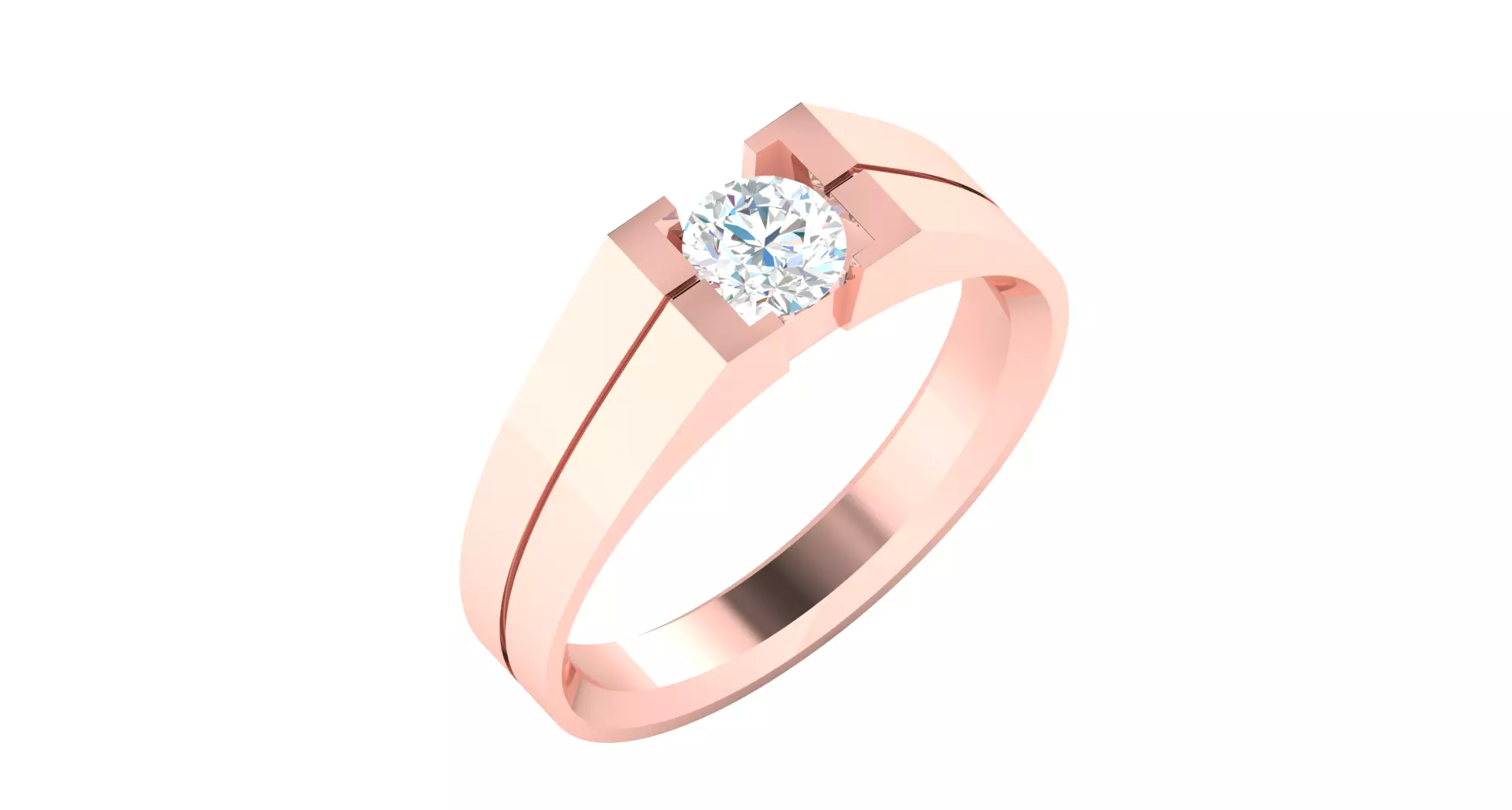 Rose gold -Diamond Ring- 3DM AND STL File - DC LR-0931 3D print model