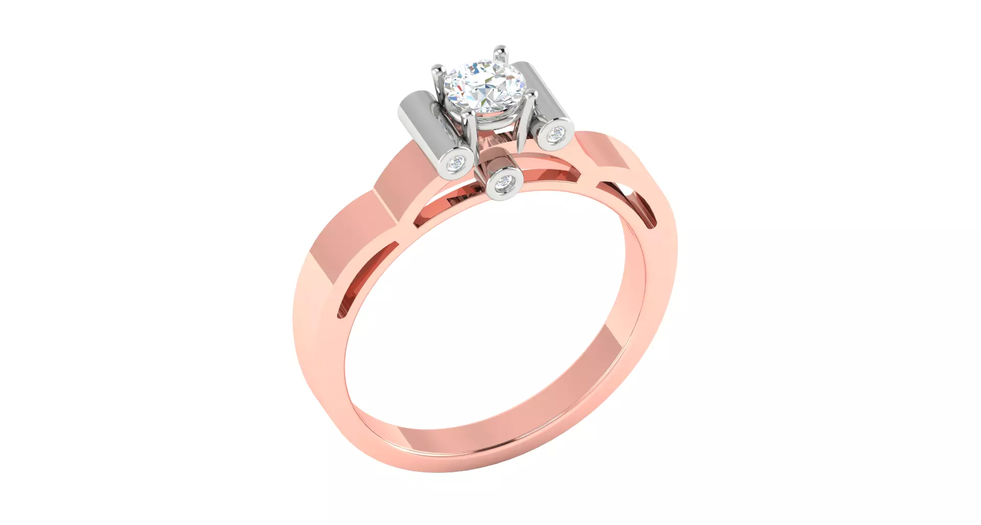 Rose gold -Diamond Ring- 3DM AND STL File - DC LR-0963 3D print model
