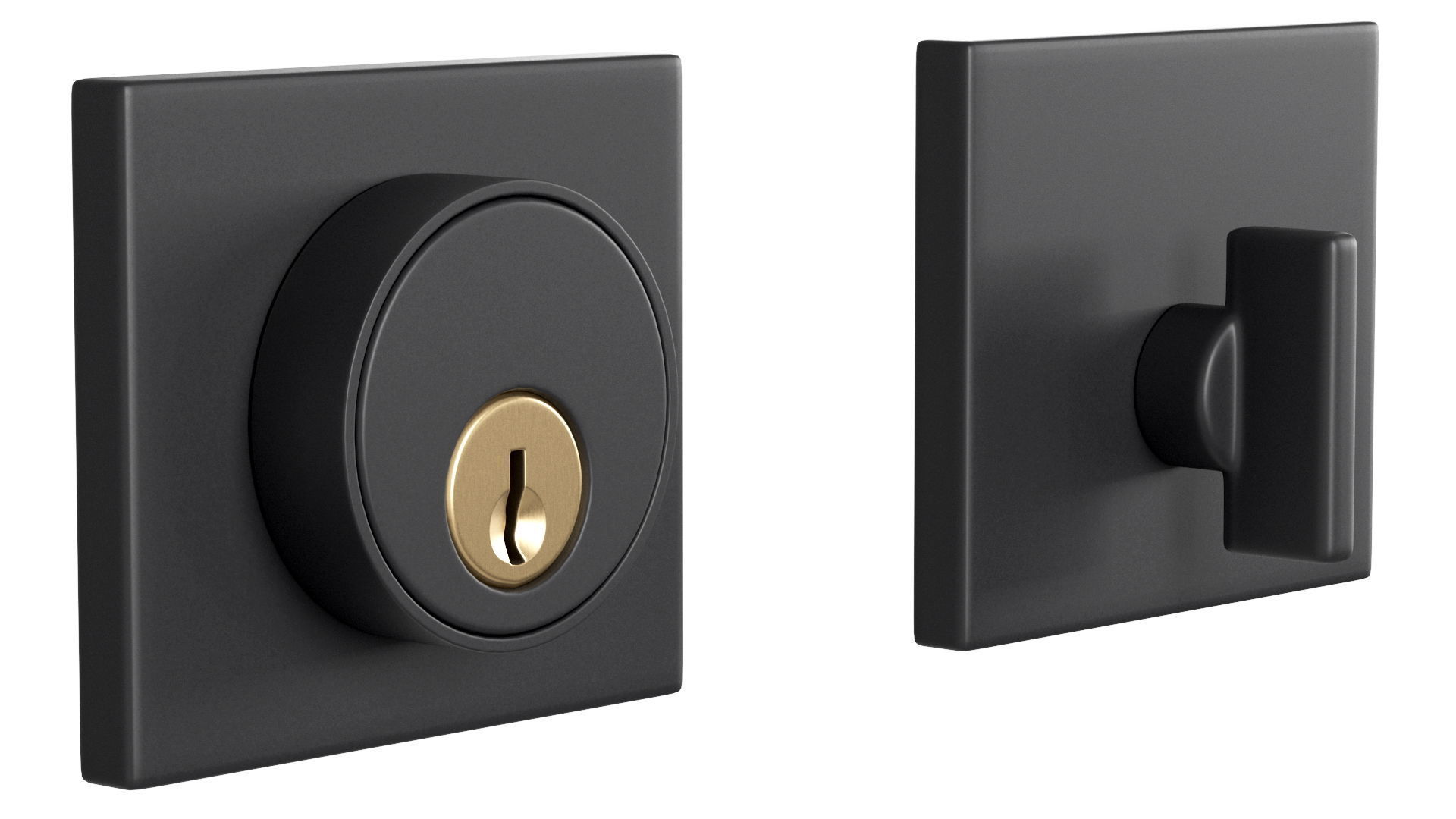 Tumalo Black Single Square Deadbolt 3D model_1