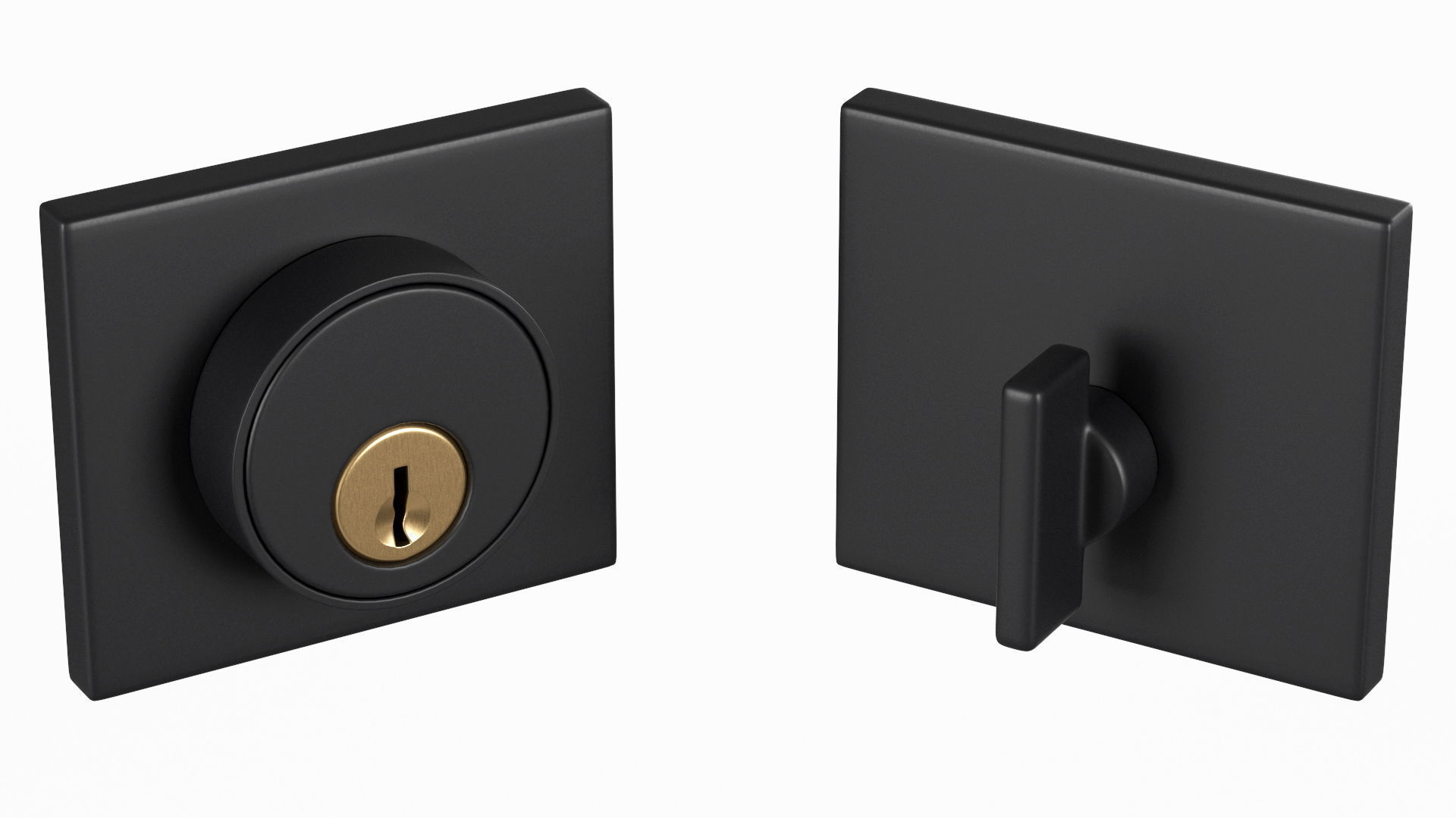 Tumalo Black Single Square Deadbolt 3D model_2