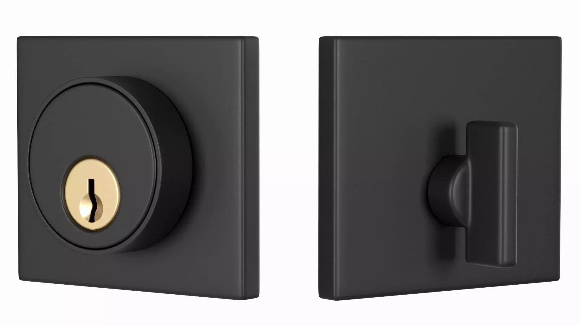 Tumalo Black Single Square Deadbolt 3D model_0