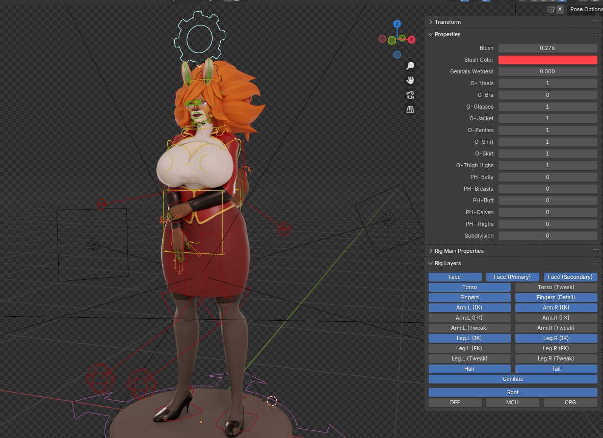 NSFW Furry Female Character Low-poly 3D model Fully Rigged Low-poly 3D model_13