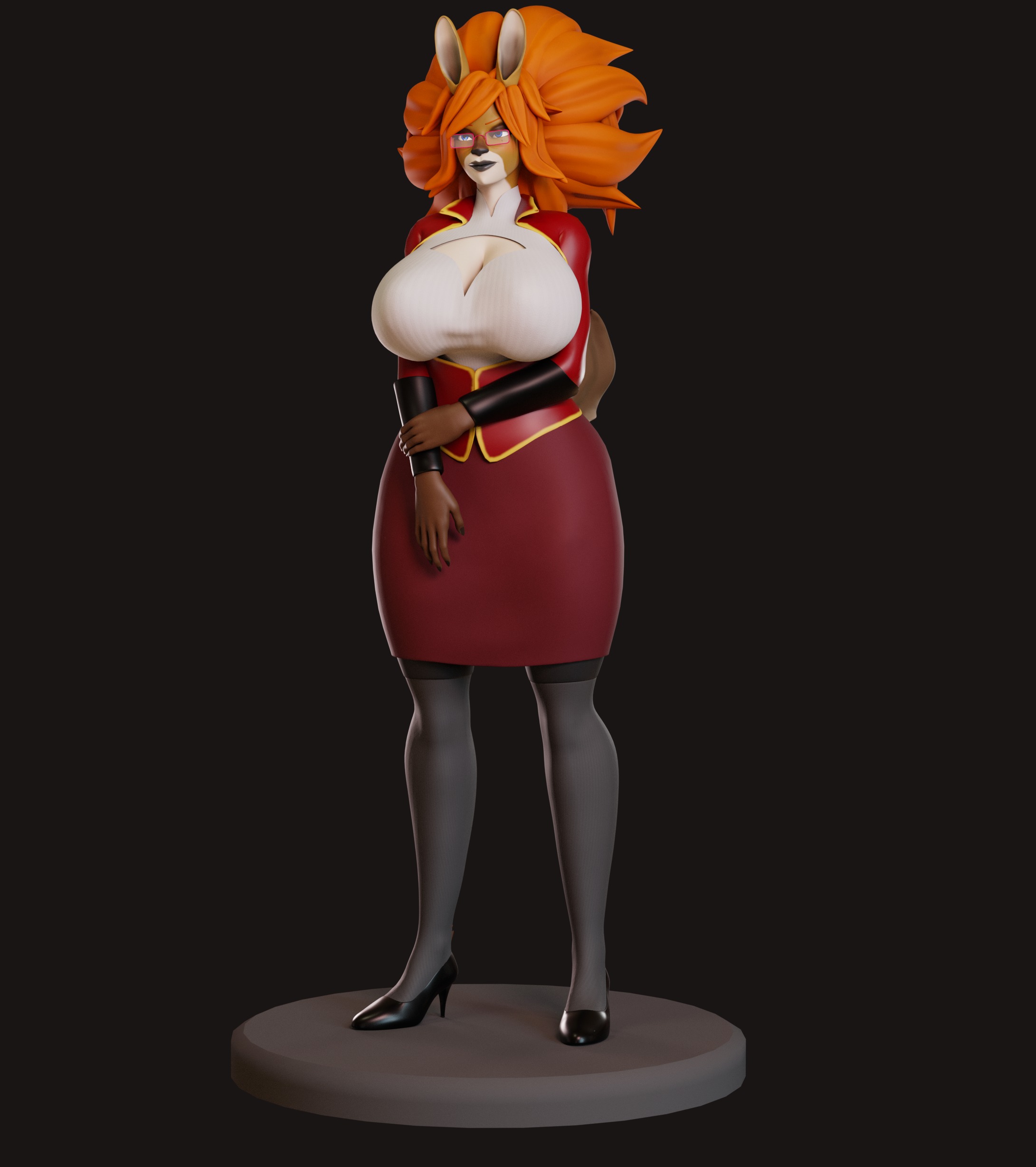 NSFW Furry Female Character Low-poly 3D model Fully Rigged Low-poly 3D model_1