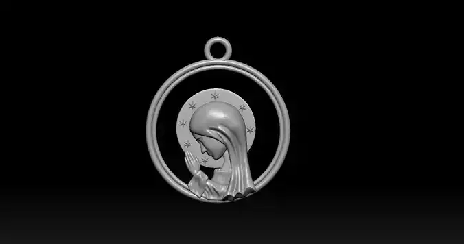 Catholic Virgin Mary Praying Pendant 2 3D print model 3D print model