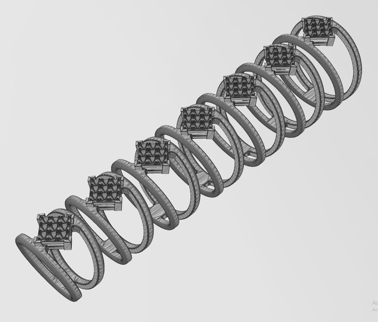 Diamond square bezel cluster open wide band US sizes 6to12 3D print model_15