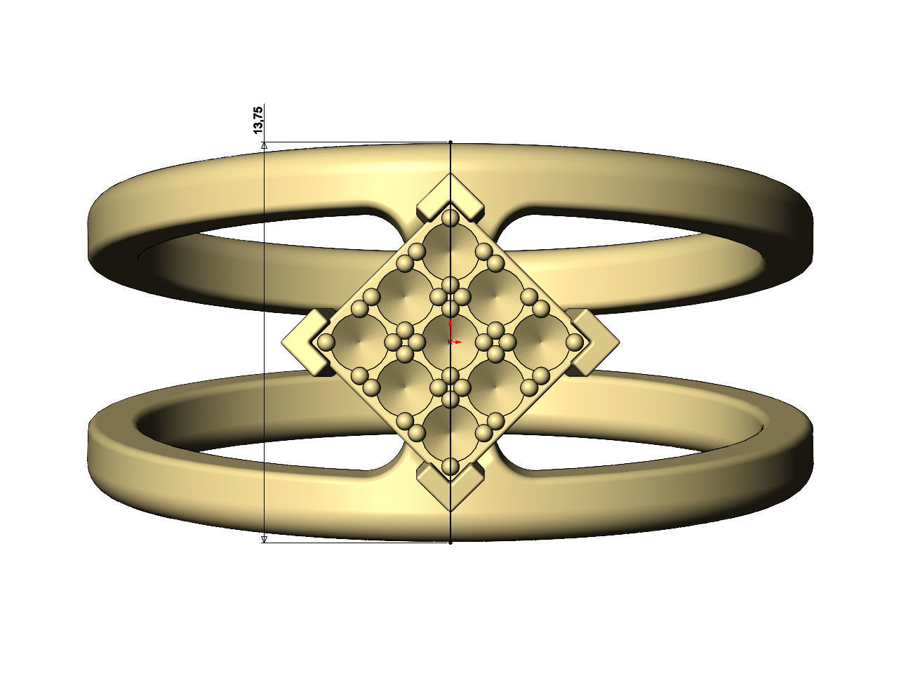 Diamond square bezel cluster open wide band US sizes 6to12 3D print model_8