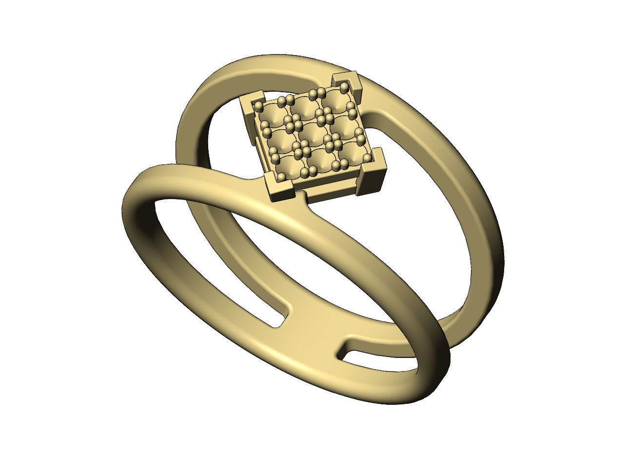 Diamond square bezel cluster open wide band US sizes 6to12 3D print model_6