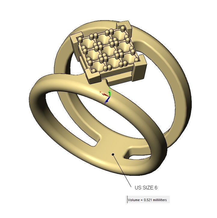 Diamond square bezel cluster open wide band US sizes 6to12 3D print model_13