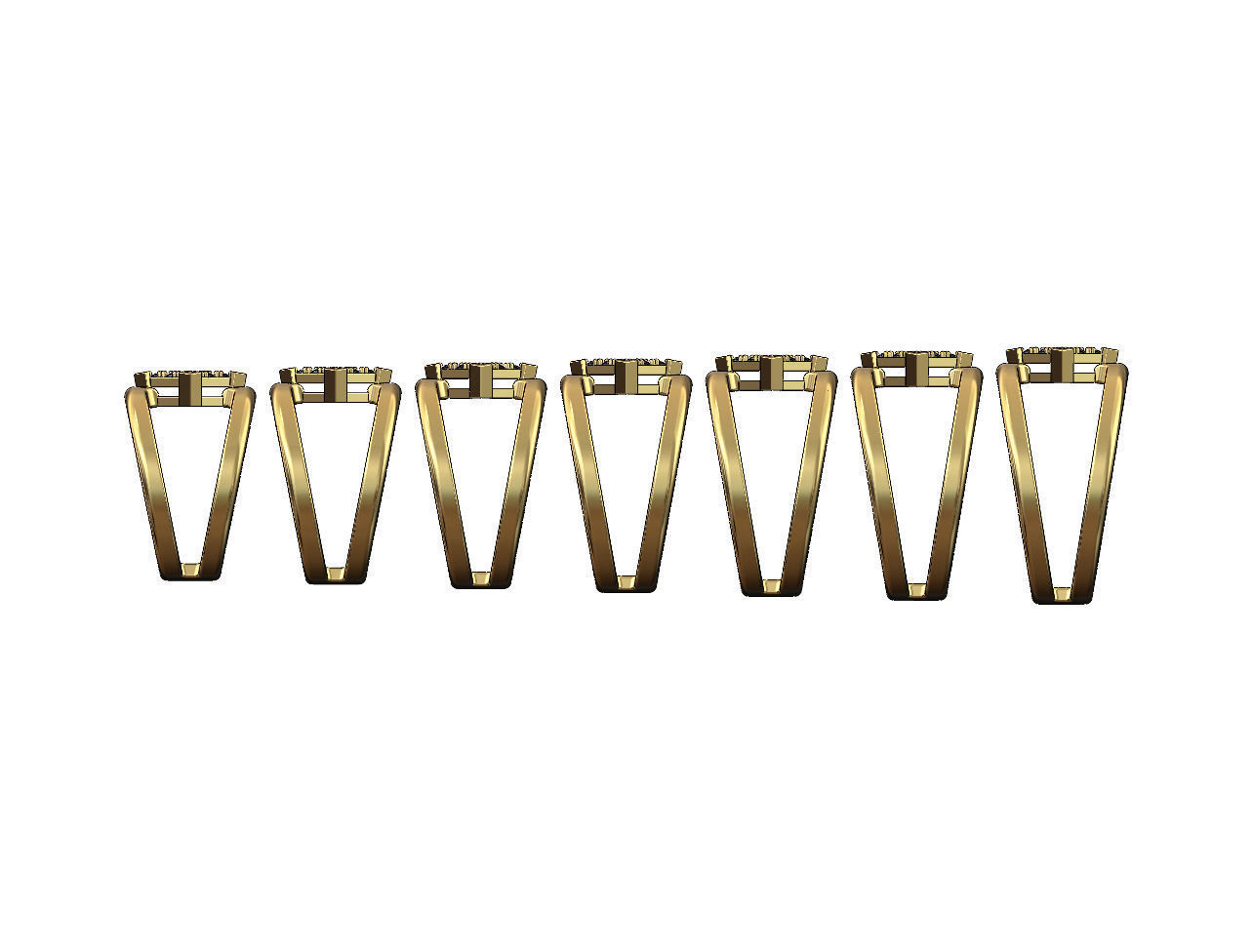 Diamond square bezel cluster open wide band US sizes 6to12 3D print model_2