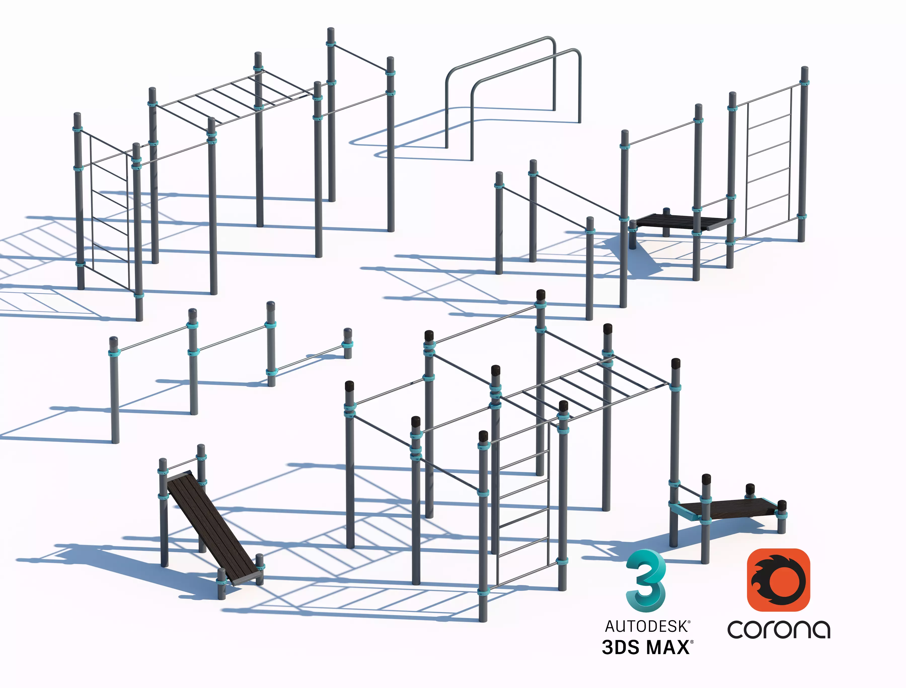 Professional Outdoor Workout Equipment Set 3D model