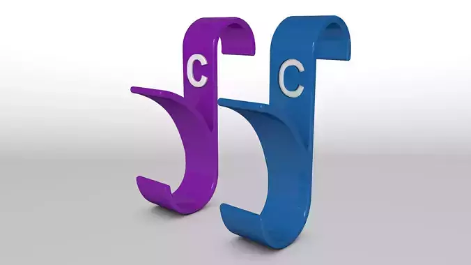 Letter C 3D Printed Towel Hook Wall Hanger  3D print model Free 3D print model