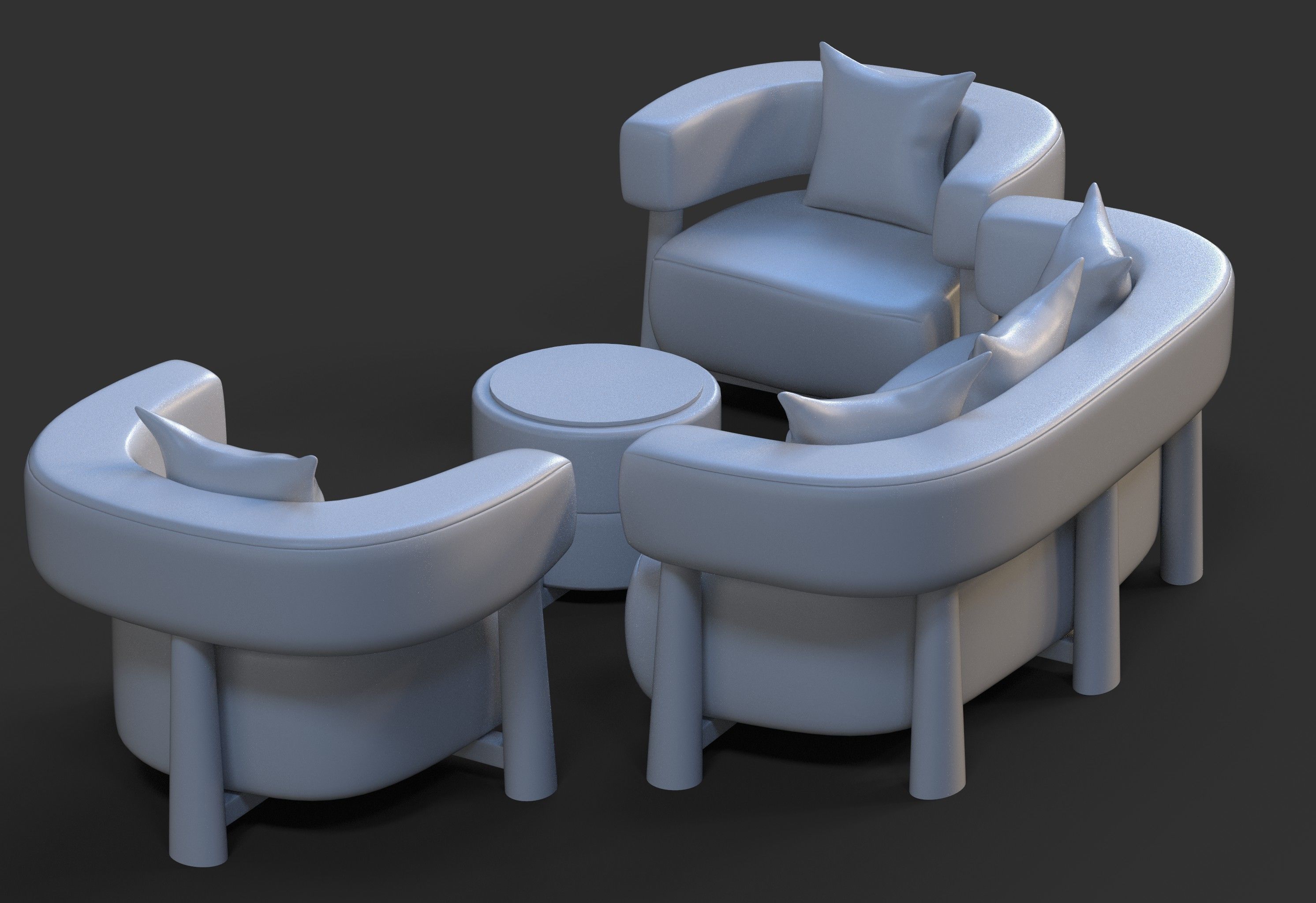 5 seater sofa set 3D model_16