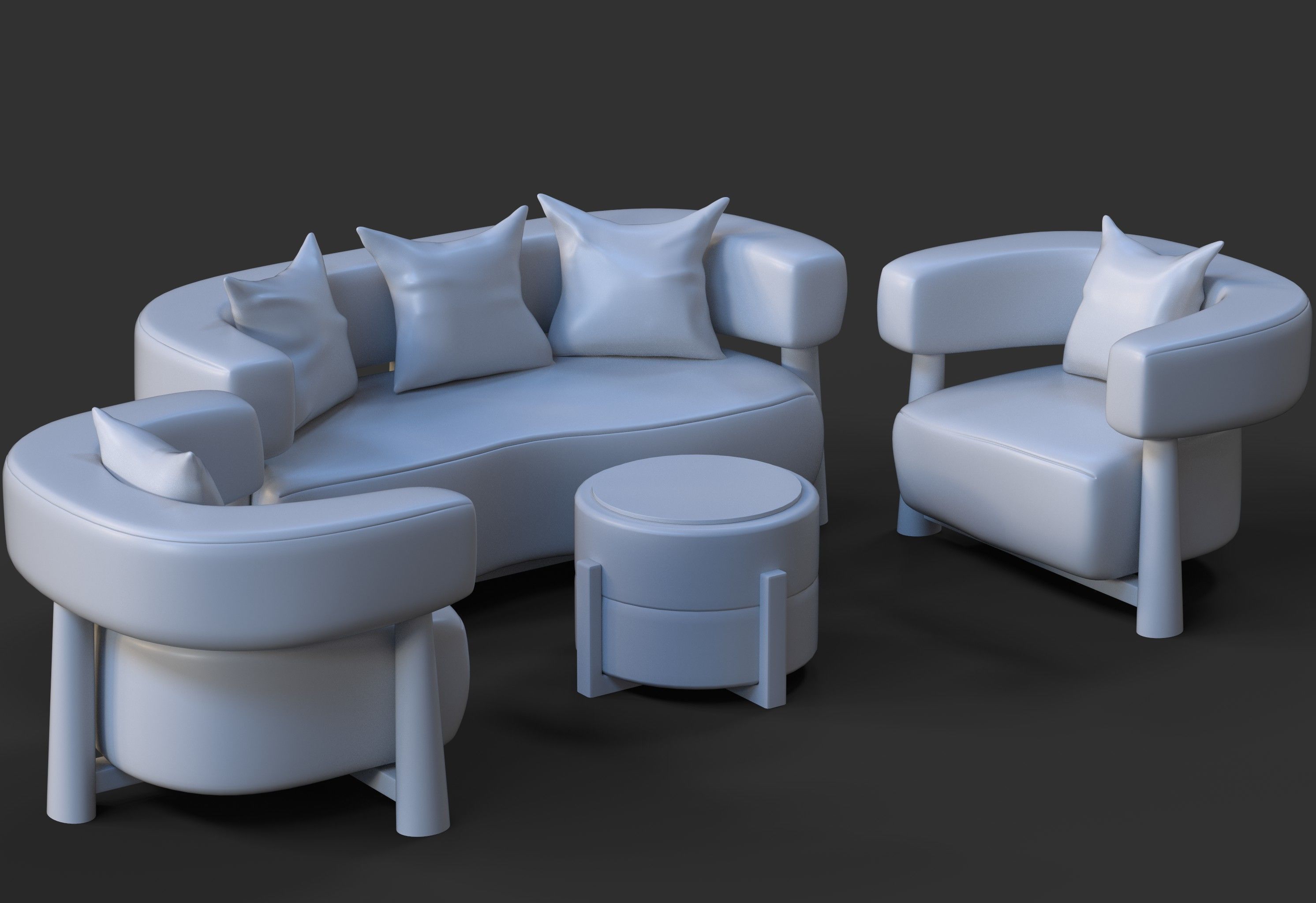 5 seater sofa set 3D model_13