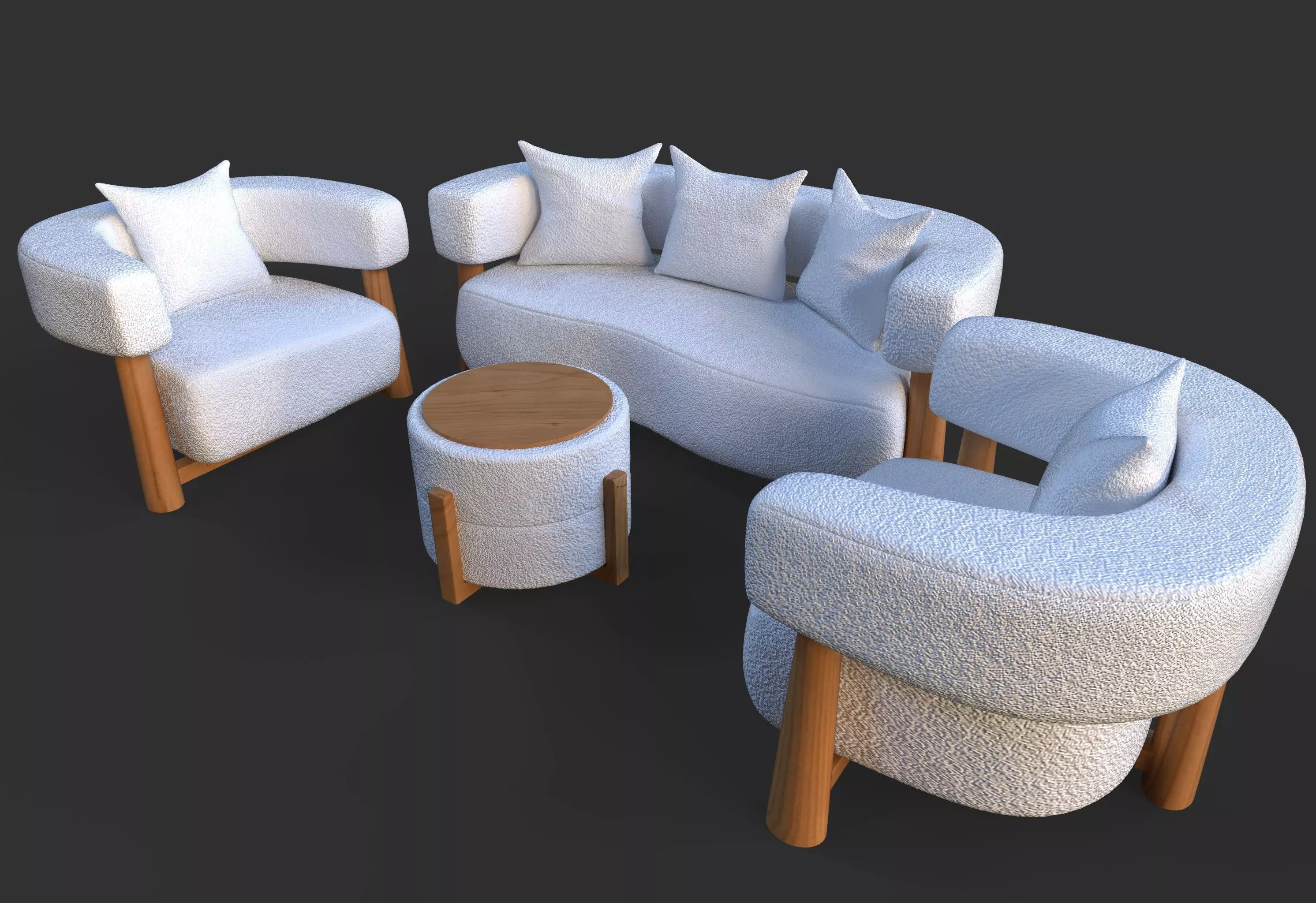 5 seater sofa set 3D model_0