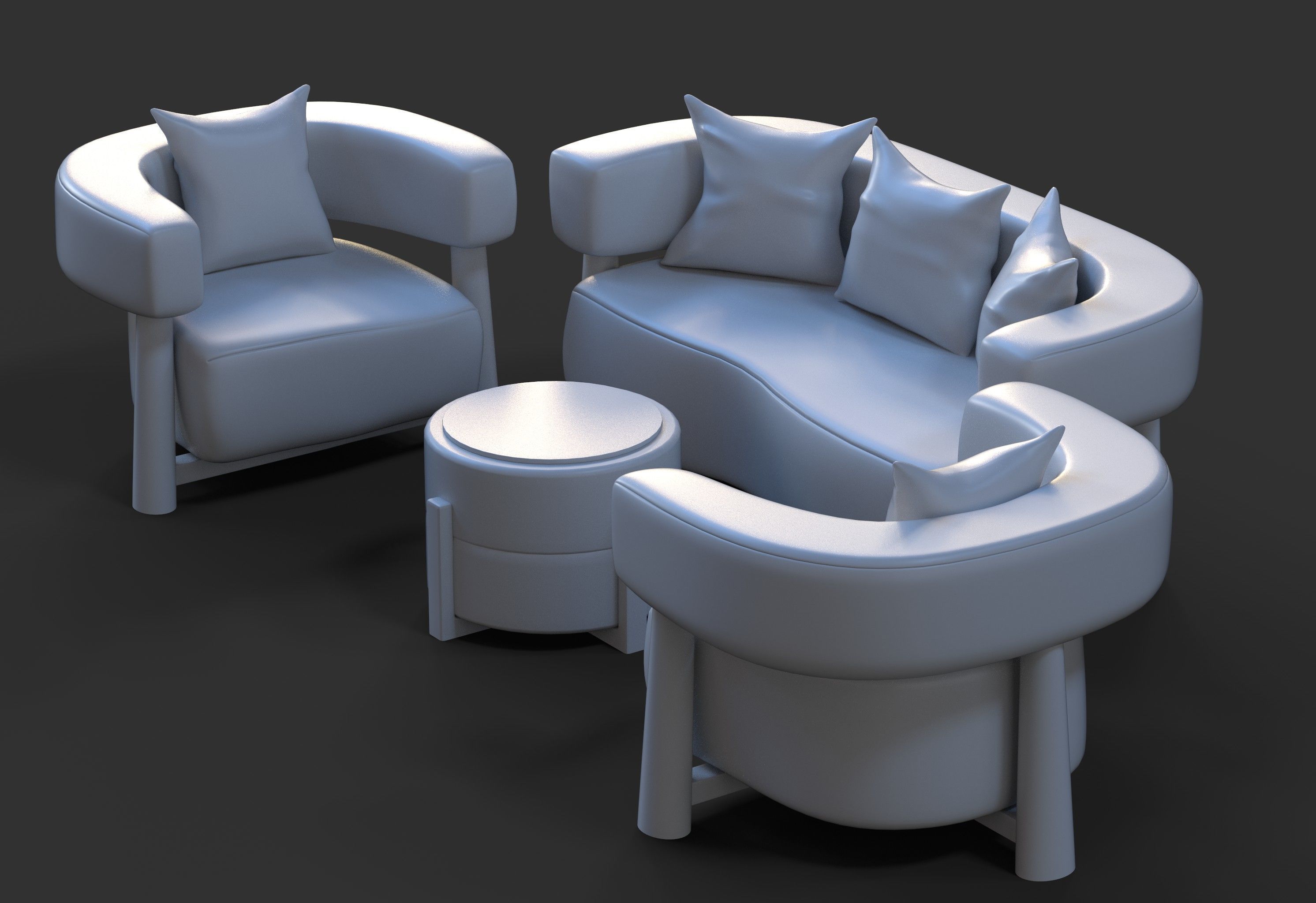 5 seater sofa set 3D model_15