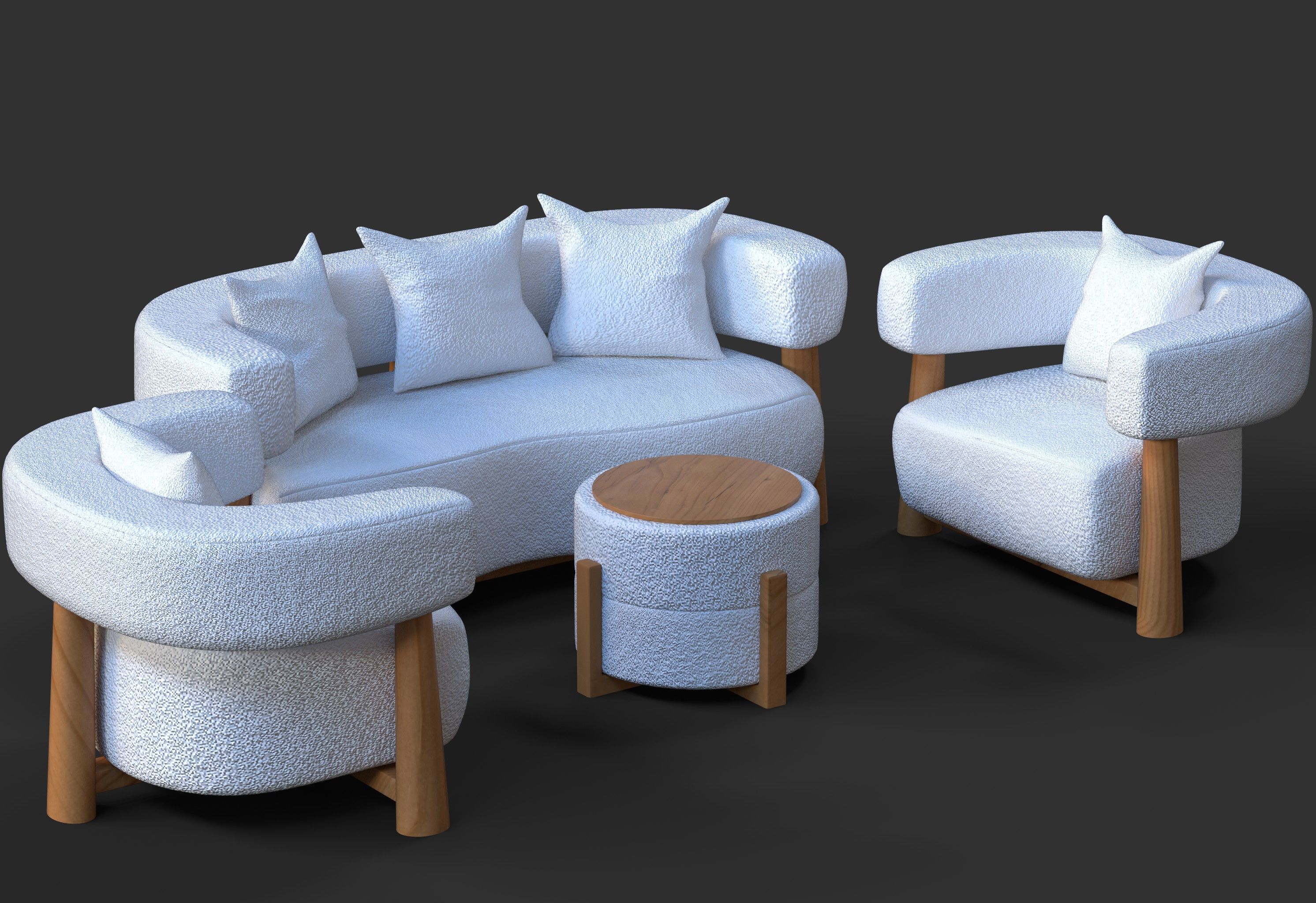 5 seater sofa set 3D model_2