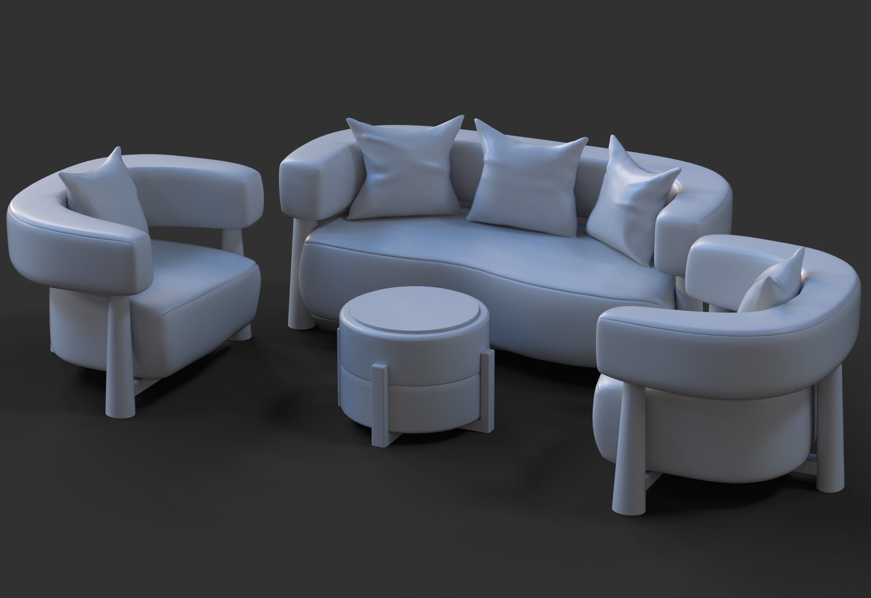 5 seater sofa set 3D model_14