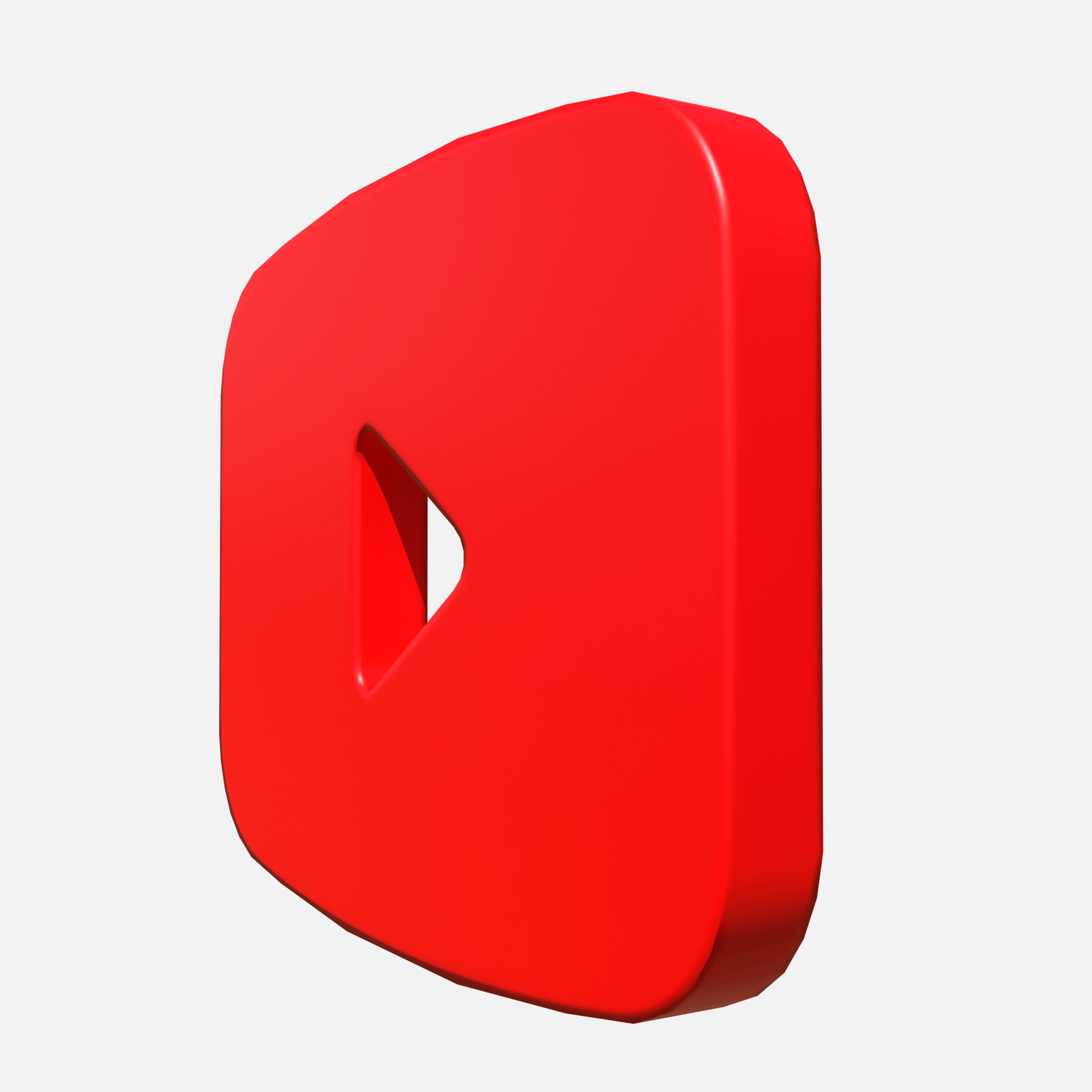 Youtube logo rectangle Low-poly 3D model_4