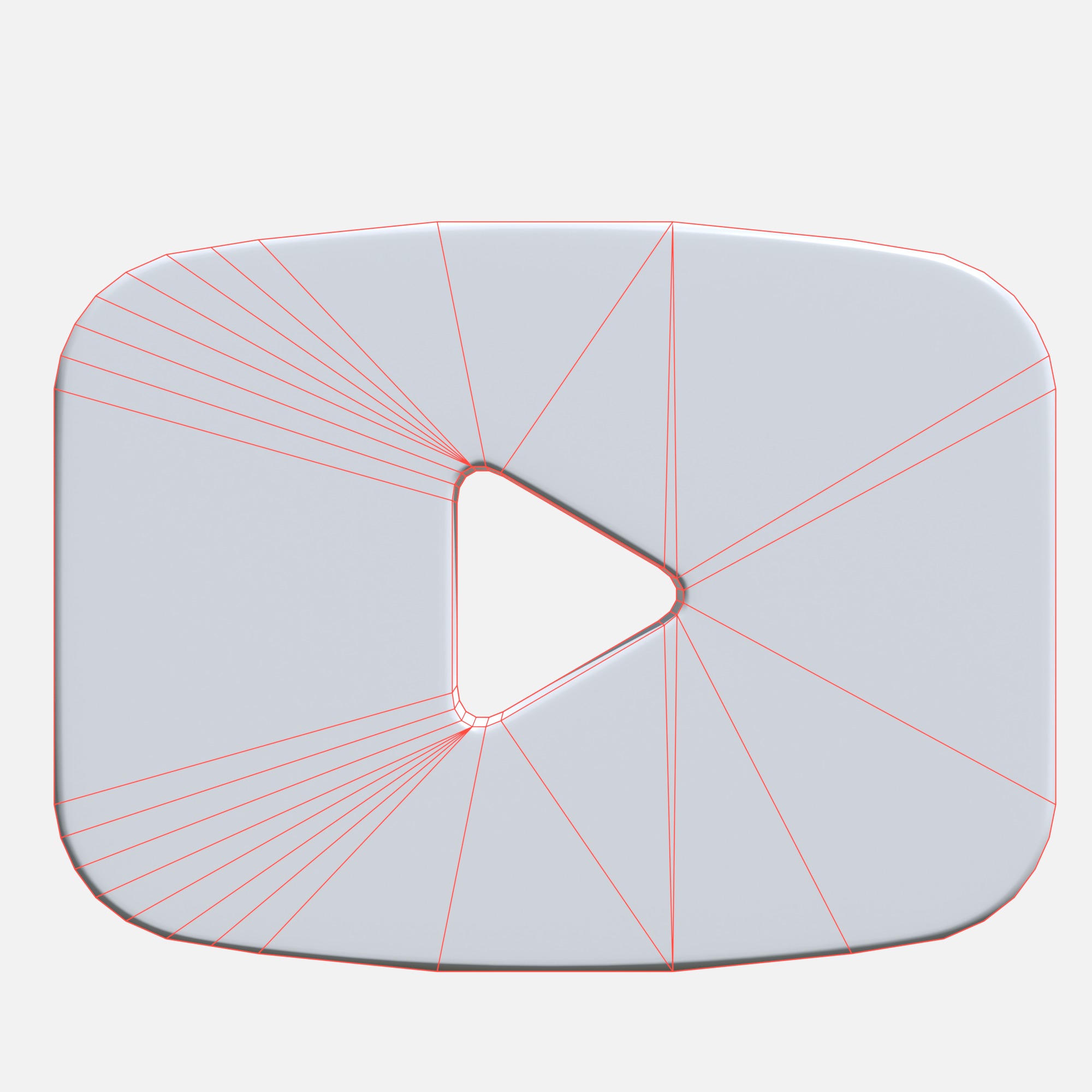 Youtube logo rectangle Low-poly 3D model_6