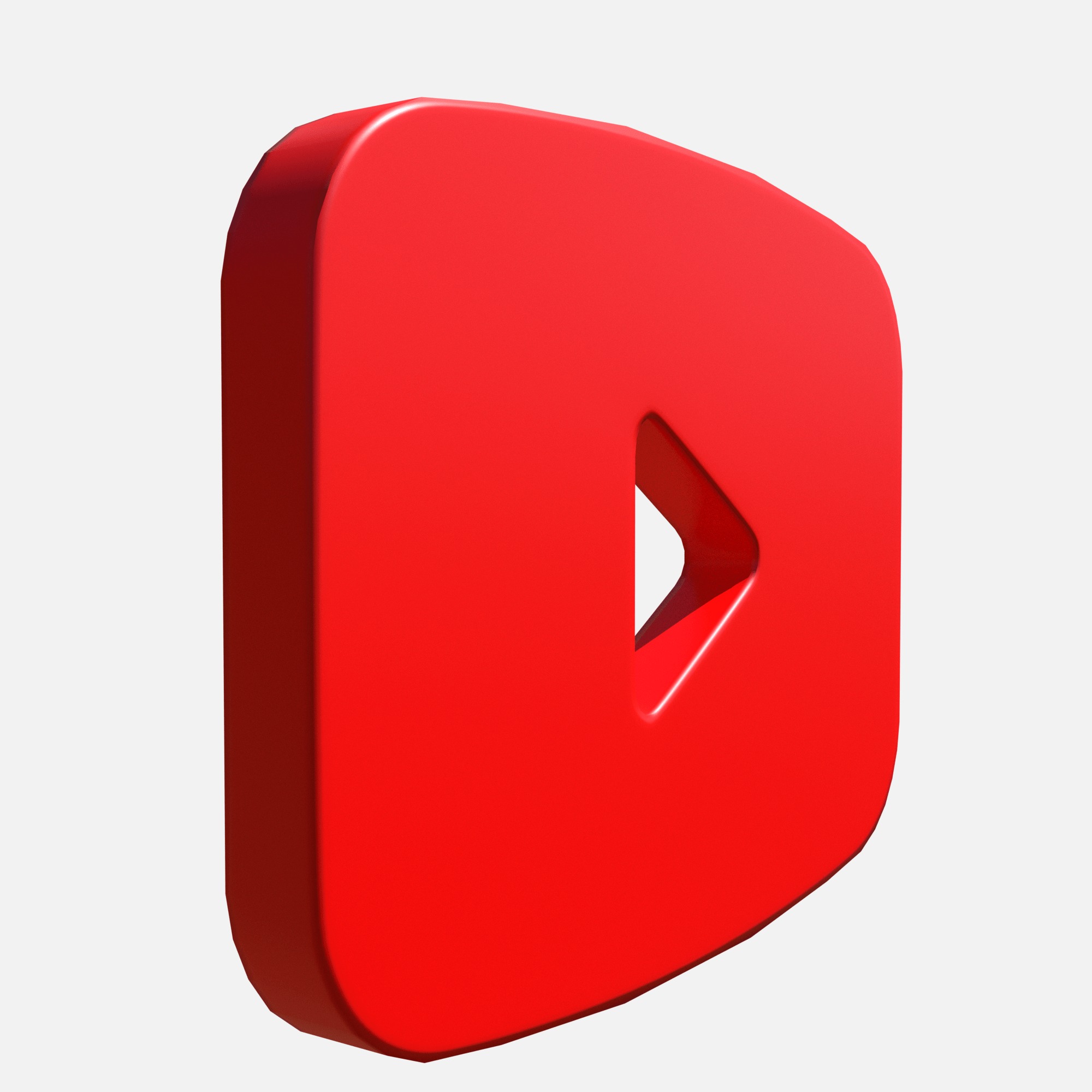 Youtube logo rectangle Low-poly 3D model_2