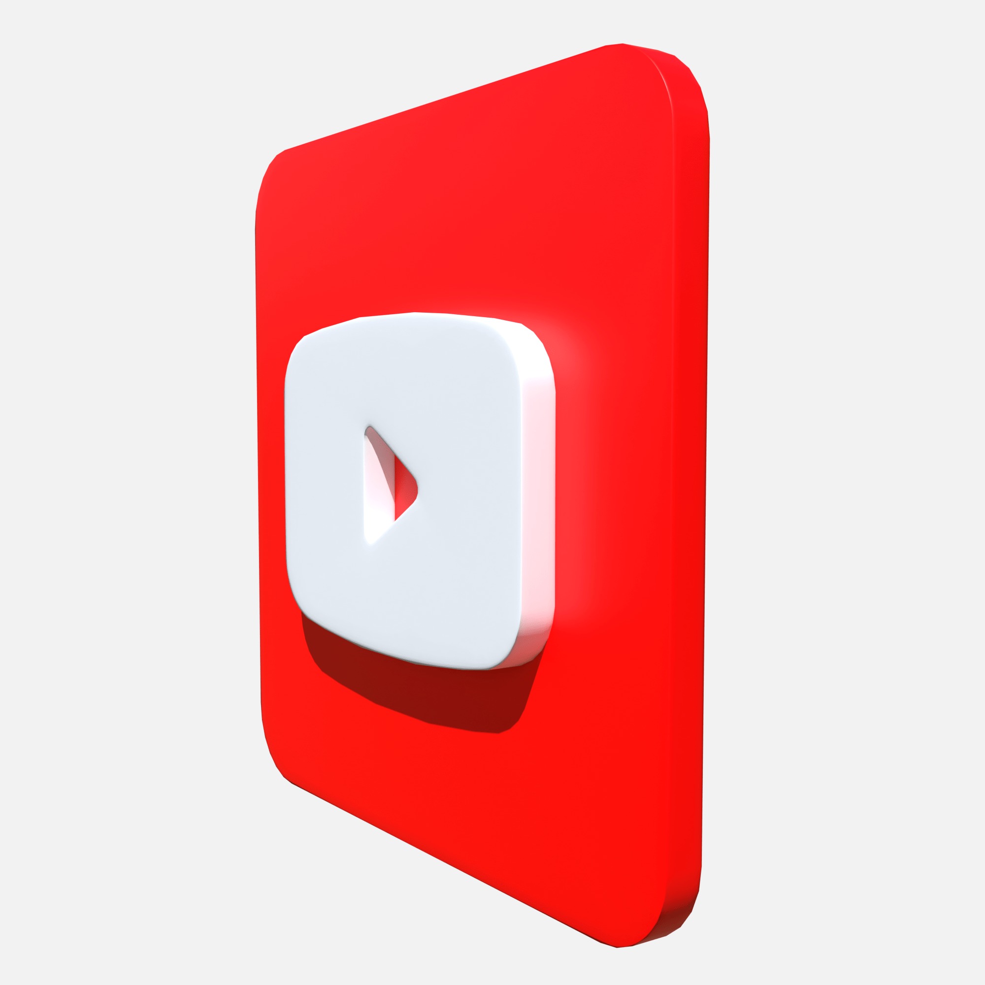 Youtube logo square rounded Low-poly 3D model_4