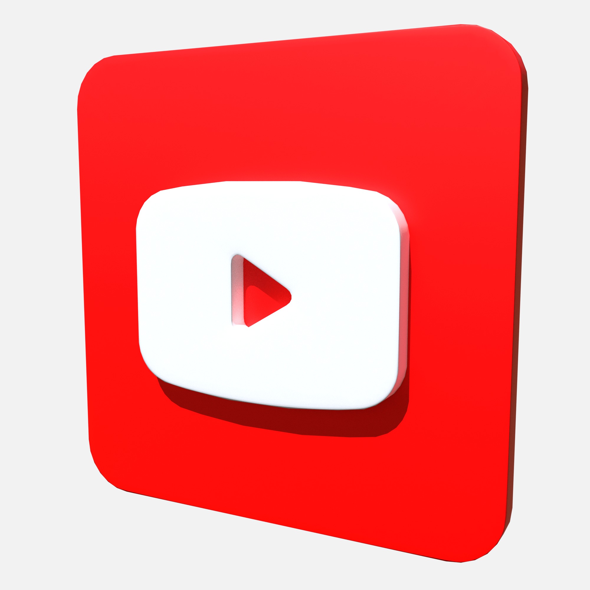Youtube logo square rounded Low-poly 3D model_3