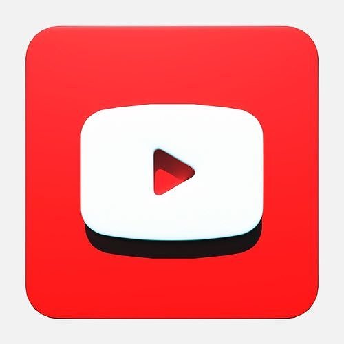 Youtube logo square rounded Low-poly 3D model