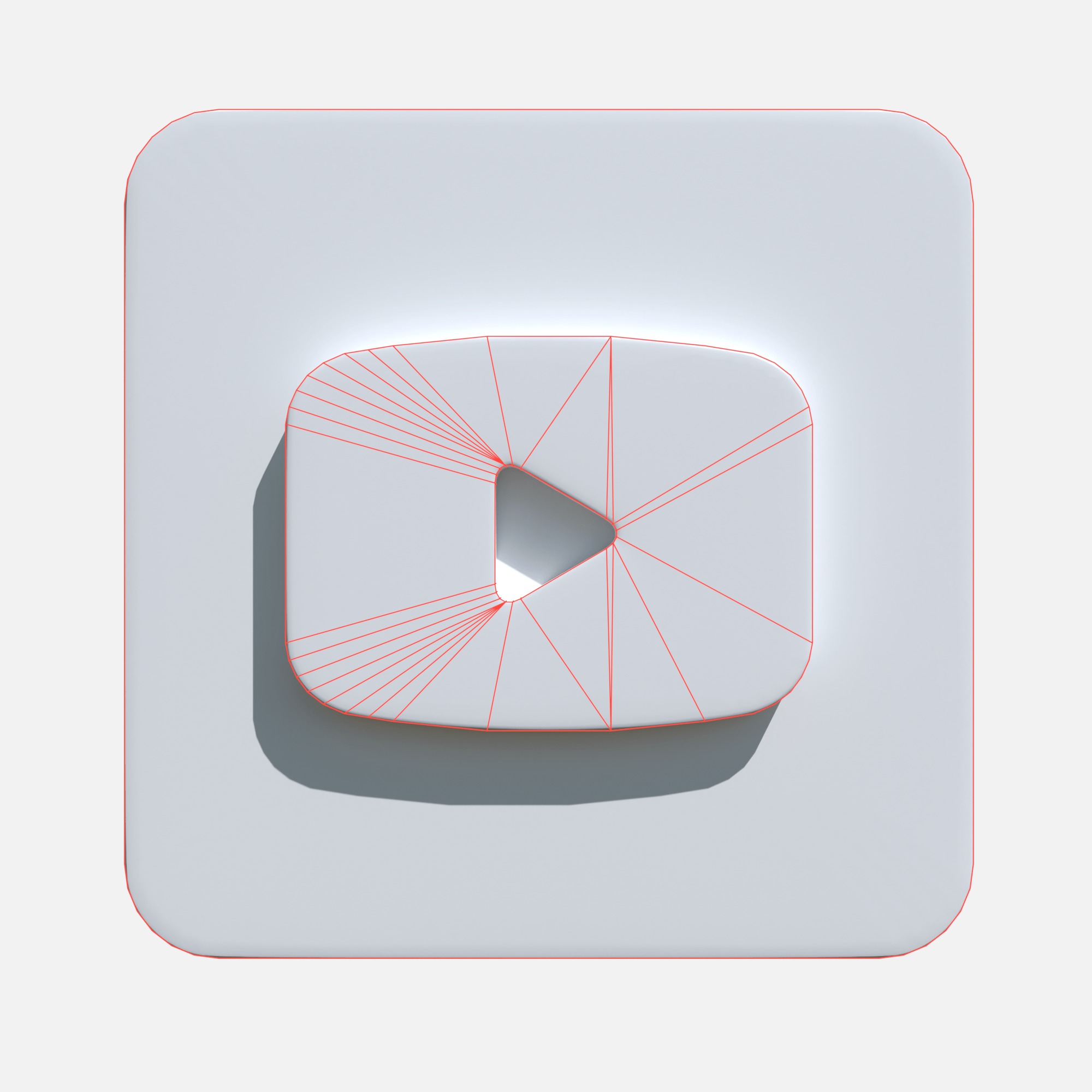 Youtube logo square rounded Low-poly 3D model_6